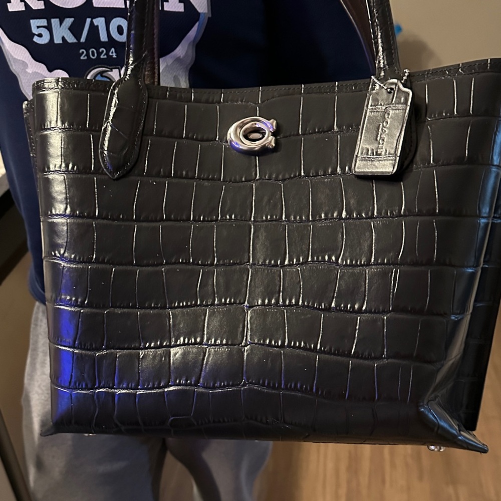 Coach Dark Croc-Embossed Tote
